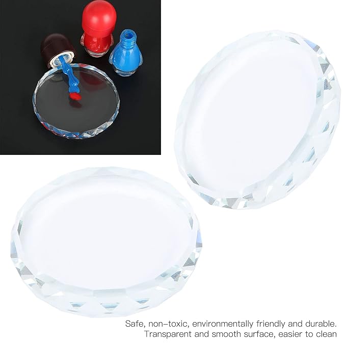 Cunyuer Nail Art Palette, 2PCS Nail Polish Mixing Plate, Nail Art Painting Color Toning Glass Board for Makeup Pallet Display Cosmetic Mixing Tools