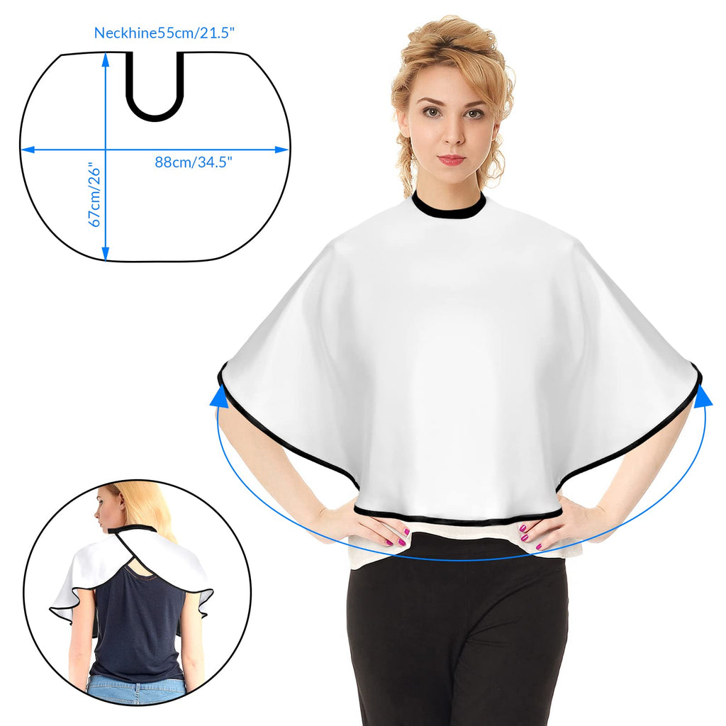 JIAKAI Professional Short Length Salon Cape, Makeup and Hairdressing Styling Apron With Loop Closure, White, Medium