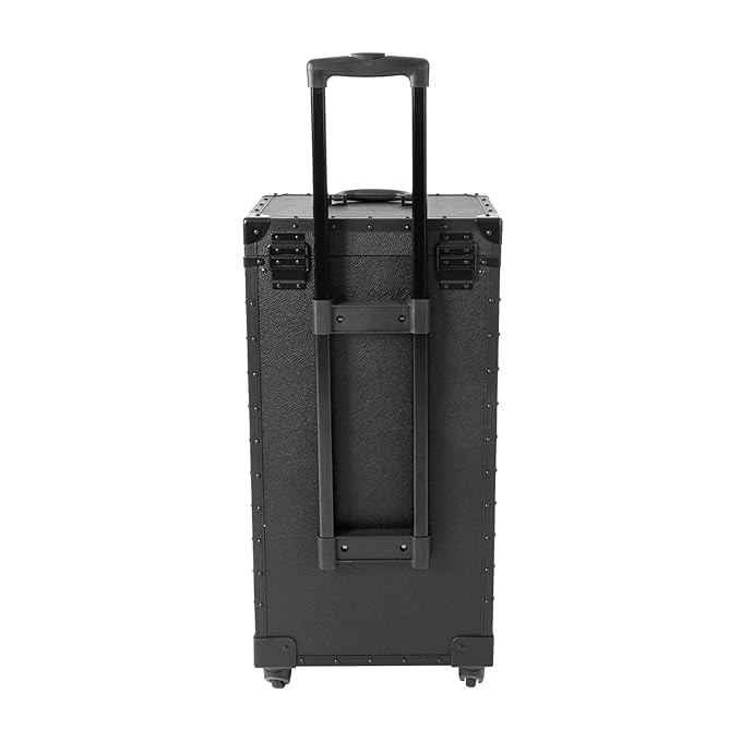 CNCEST Beauty Salon Luggage, Rolling Lockable Hair Stylist Travel Case Hairdressing Trolley Stylist Beauty Salon Cosmetic Luggage Travel Organizer Tool Box with Hair Dryer Holder(All Black)