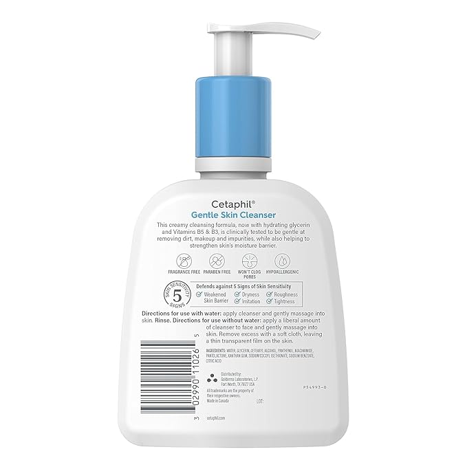 Cetaphil Face Wash, Hydrating Gentle Skin Cleanser for Dry to Normal Sensitive Skin, 8 oz 3 Pack, Fragrance Free, Soap Free and Non-Foaming