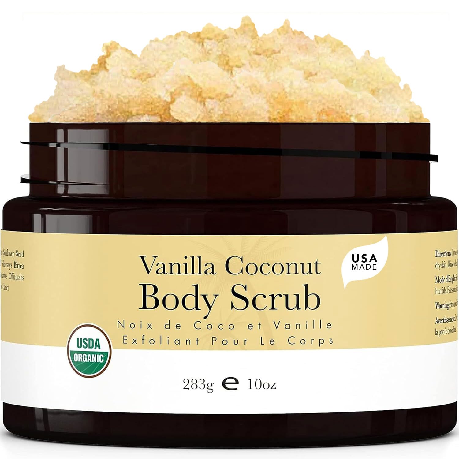 Organic Vanilla Coconut Body Scrub - USA Made Sugar Scrub