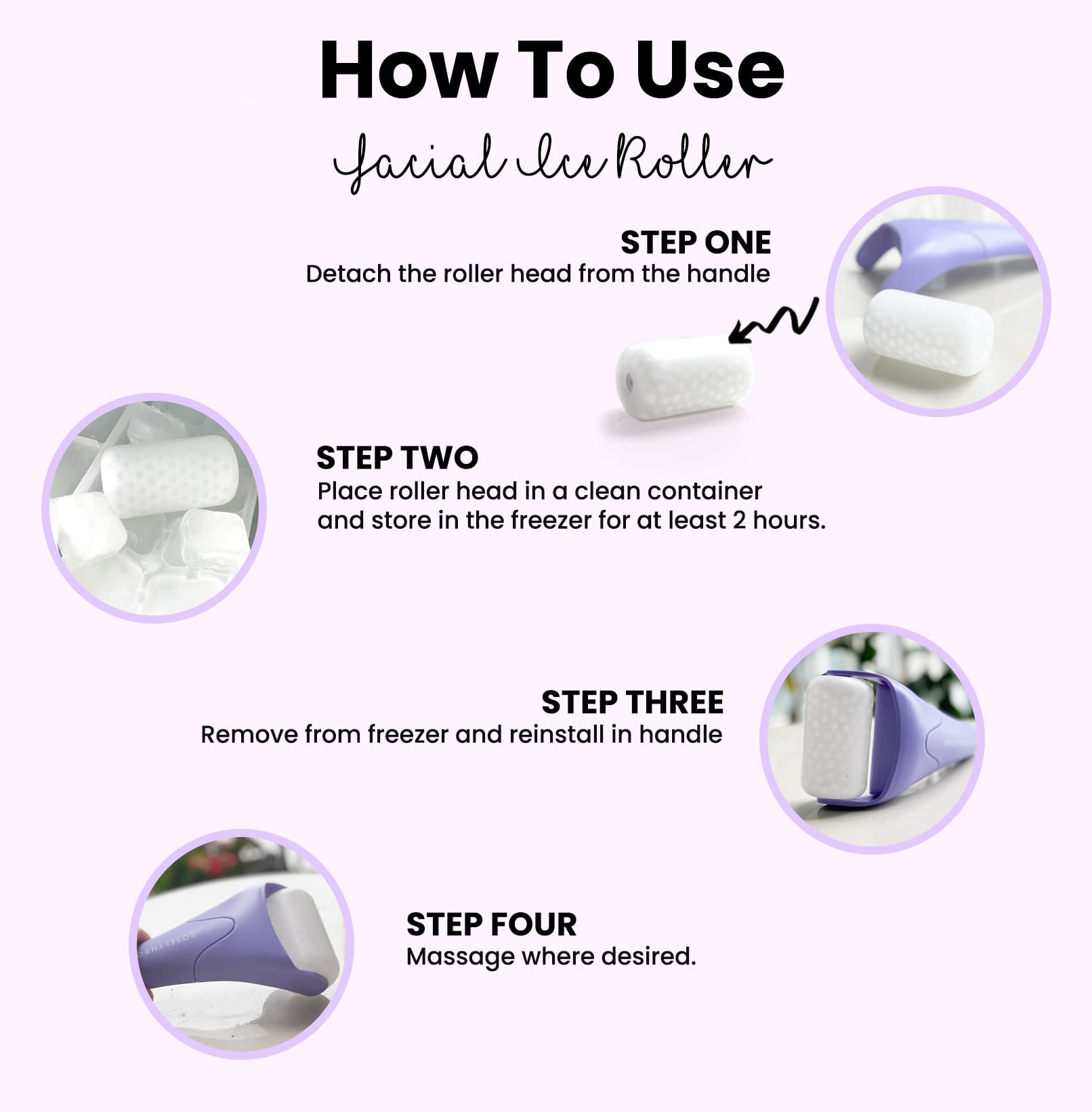 ROSELYNBOUTIQUE Ice Roller for Face & Gua Sha Facial Tools for Wrinkles Fine Lines Puffiness - Facial Massager Skin Care Tools Self Care Gifts for Men Women (Purple)