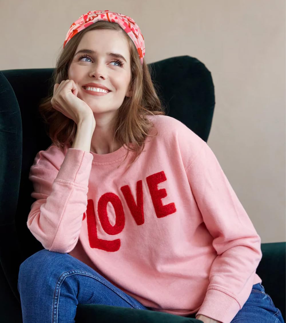 Huachi Valentine Headbands for Women Pink Valentine Heart Headbands