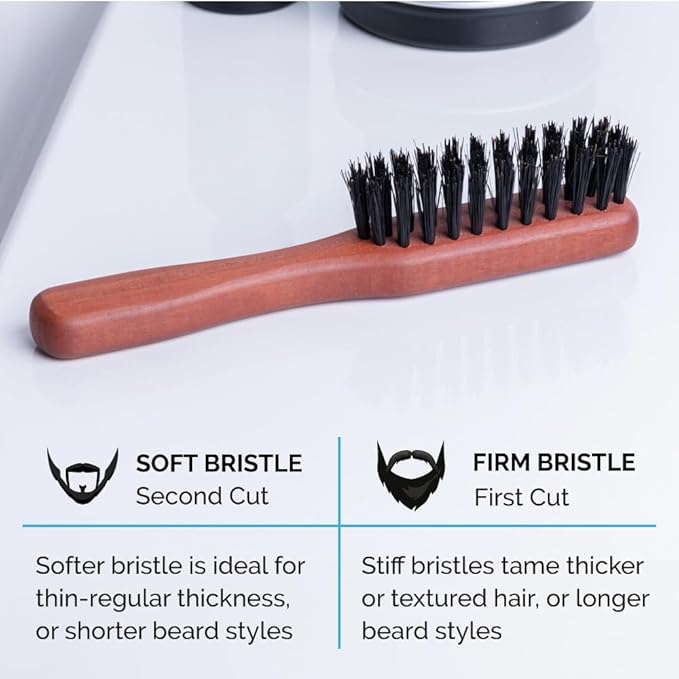 ZEUS Boar Bristle Beard & Mustache Handled Brush for Men, Soft Bristles