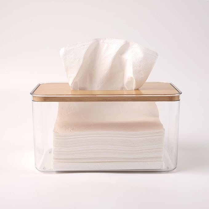 Acrylic Tissue Box, Acrylic Dryer Sheet Holder for Laundry Room, Table Clear Dryer Sheet Dispenser Rectangular
