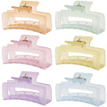 Sisiaipu 3.5 Inch Medium Hair Accessories - 6 Pack Square and Rectangle Banana Jaw Clips for Women and Girls - Ice Cream