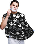 Black And White Paw Print Print Beard Bib Apron For Men, Beard Hair Catcher For Men Shaving Trimming,Beard Cape Cloth