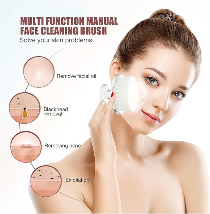 FOMIYES Facial Cleansing Brush White Manual Face Scrubber with Soft Bristles, Quick-Drying & Anti-Dust Design for Sensitive Skin, Travel-Friendly for Home & Travel Use for Women & Teens