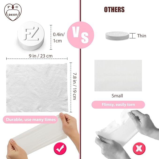 Fcaeon Disposable Face Towel 200 Pcs Compressed Towel Tablets With 2 Dispenser Bottles Gentle Washcloths for Sensitive Skin Facial Cleansing Makeup Removal Skincare Routine Travel Cloths (Pink)