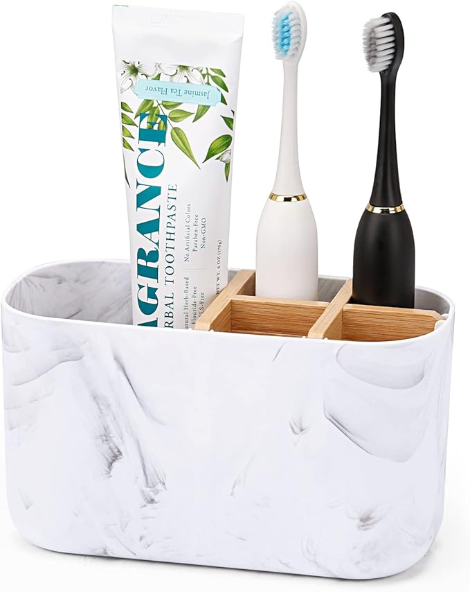 GFWARE Black Toothbrush Holder with Drainage, Bathroom Organizer, Large