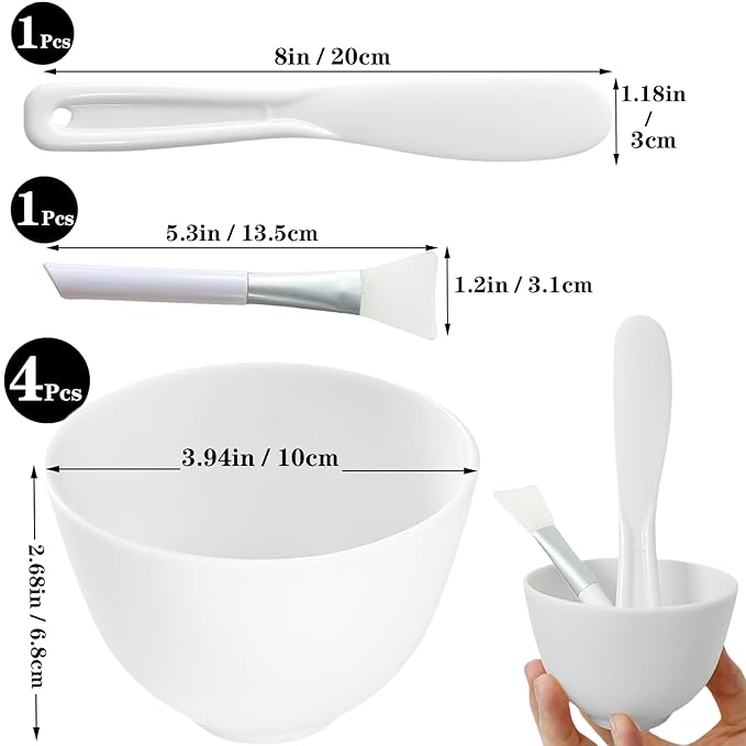 6Pcs Silicone Bowl, Silicone Facial Mask Bowl, DIY Face Mask Mixing Bowl for Home Salon Spa Face Skin Applicator Esthetician Supplies, White
