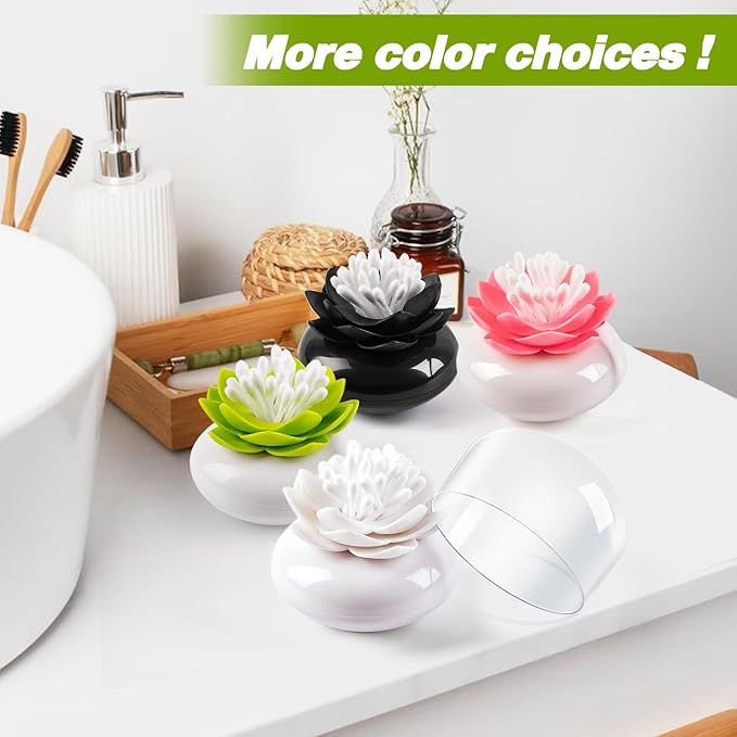 Bloss Lotus Cotton Swab Holder Q-tip Holder Cotton Bud Swabs Toothpick Organizer Dustproof Holder Home Decor - Pink For Mothers Day Gifts