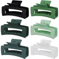 Sisiaipu 3.5 Inch Medium Hair Claw Clips 6 Pack Hair Clips for Women Square Rectangle Claw for Hair Banana Jaw Clips Hair Accessories for Girls (Green)