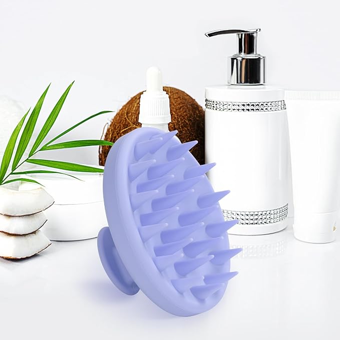 Meartchy Silicone Scalp Massager, Scalp Scrubber for Hair Growth with Soft Bristles, Scalp Exfoliator Brush Dandruff Removal Shampoo Brush for Wet Dry Scalp Care (Light Purple)
