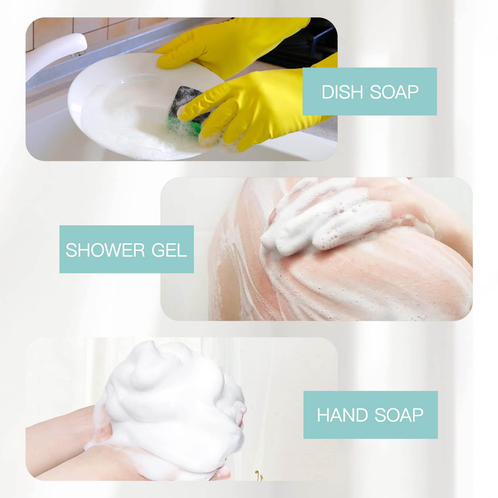Owlyee Travel Foam Pump Bottle - 2oz Small Size Foaming Hand Soap Dispenser - Mini Portable Mousse Lash Shampoo Kit Container for Hair - Empty Leak Proof Plastic White&Green Foamer 3Pack