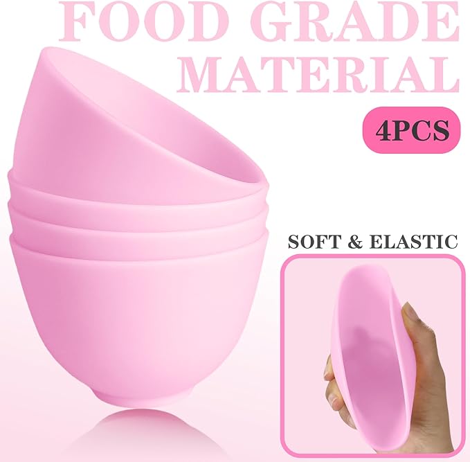 Silicone Face Mask Mixing Bowl, Silicone Bowls for Facials, DIY facial mask mixing bowl for Home Salon Spa Face Skin Applicator Bowl, Pink
