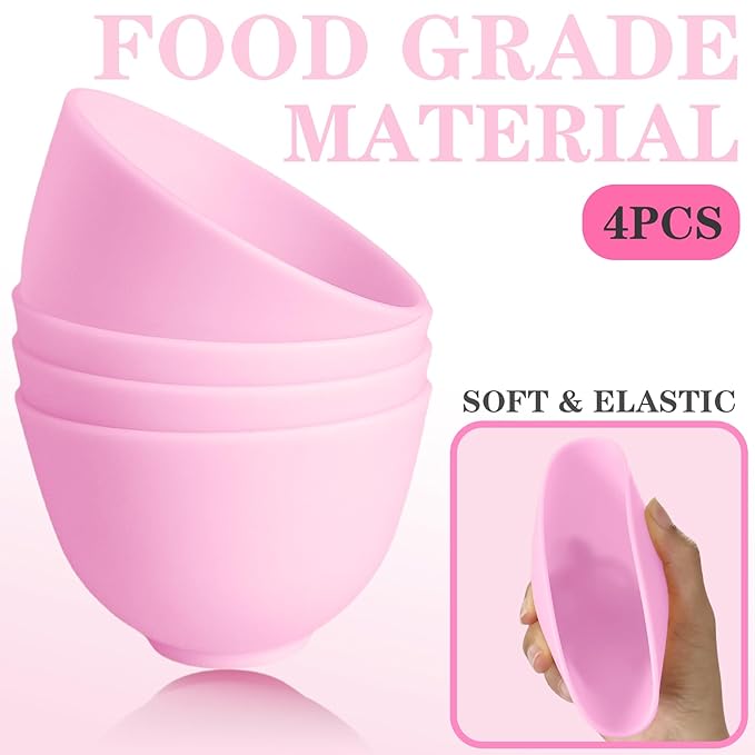 6Pcs Silicone Face Mask Mixing Bowl, Silicone Bowls for Facials, DIY facial mask mixing bowl for Home Salon Spa Face Skin Applicator Bowl, Pink