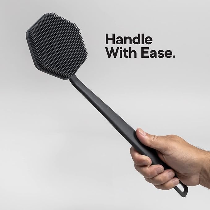 TOOLETRIES Silicone Back Scrubber for Shower, Bath Brush - Charcoal