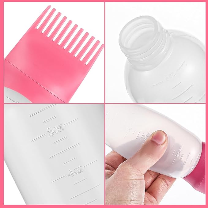Pimoys 2 Pack Root Comb Applicator Bottle, 6 Ounce Oil Applicator for Hair Dye