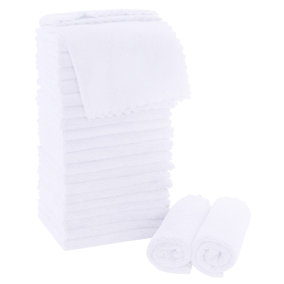 MOONQUEEN Ultra Soft Premium Washcloths Set - 12 x 12 inches - 24 Pack - Quick Drying - Highly Absorbent Coral Velvet Bathroom Wash Clothes - Use as Bath, Spa, Facial, Fingertip Towel (Grey)