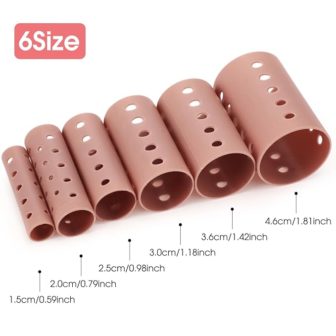 WILLBOND 141 Pcs Hair Rollers Set Include Plastic Hair Rollers with Pins and Clips (Brown)