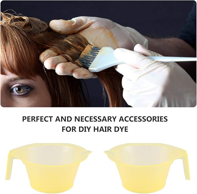 KALLORY Hair Dye Bowl 3-Pack with Handle 6.10X5.31X2.75In Sturdy Plastic Hair Color Mixing Cups for Diy Coloring Salon and Home Use Easy to Clean