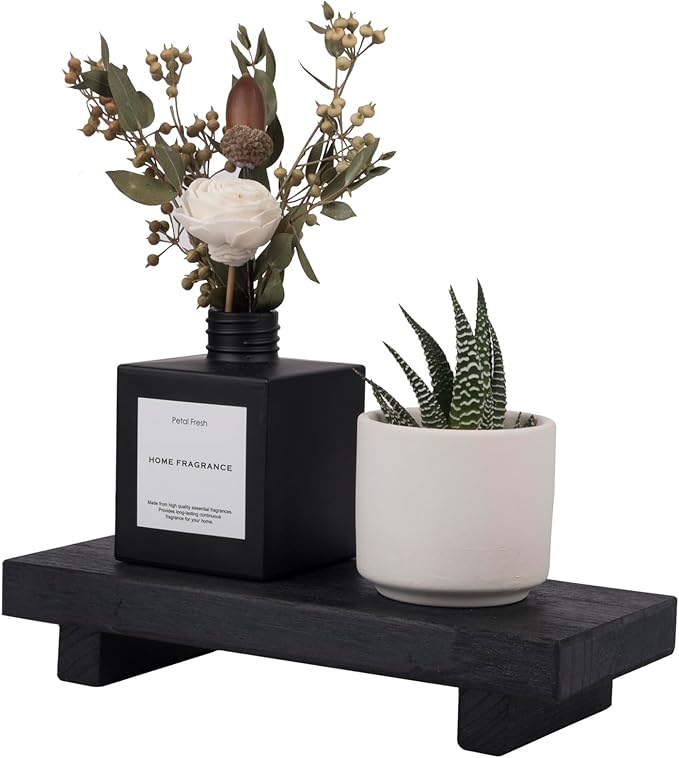 Wood Bathroom Tray Farmhouse Decor Kitchen Soap Holder, 8.7" x 3.6" Black