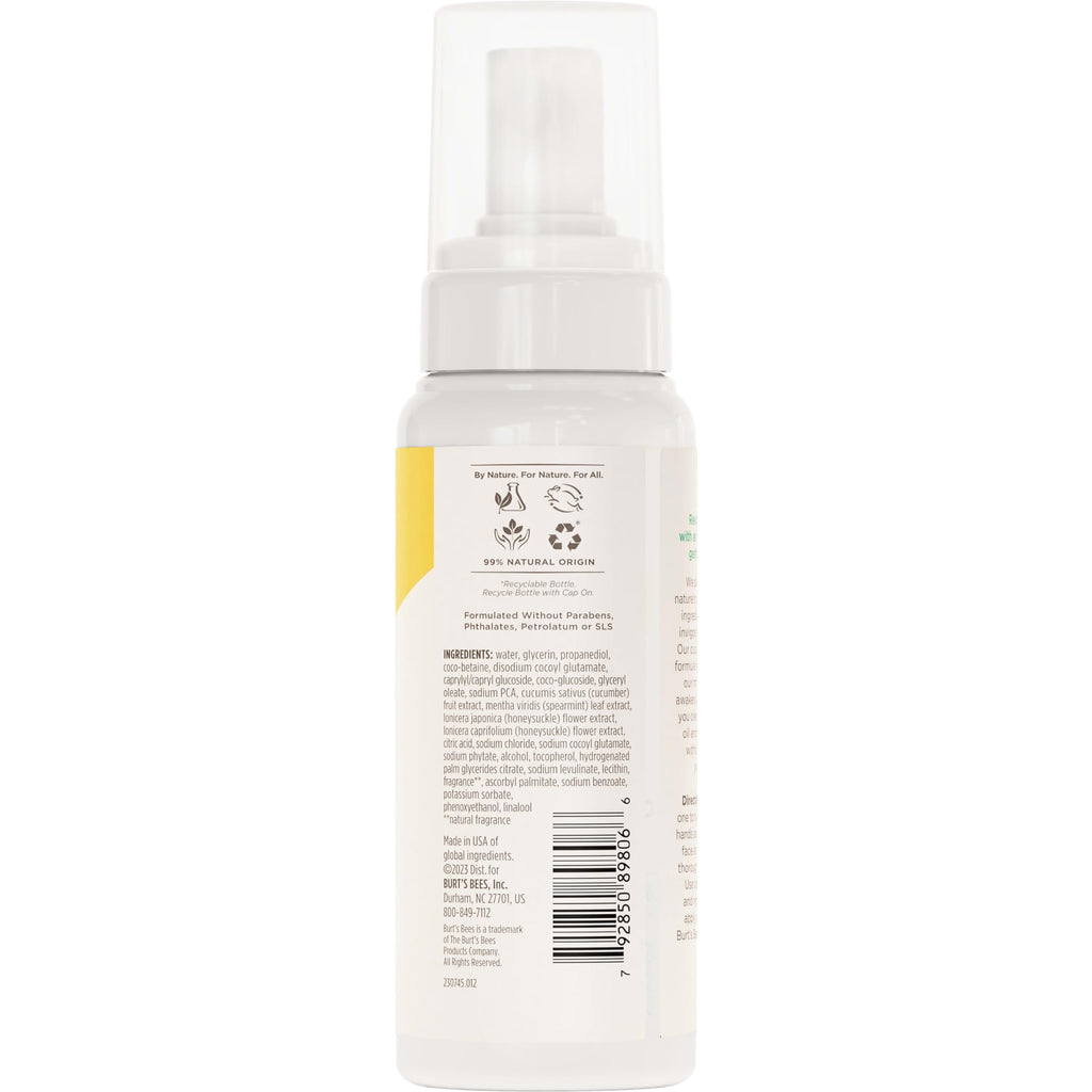 Burt's Bees Refreshing Foaming Face Cleanser and Face Wash with Cucumber and Mint, 4.8 Fluid
