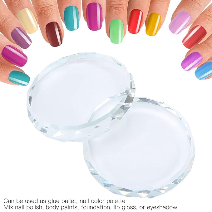 Cunyuer Nail Art Palette, 2PCS Nail Polish Mixing Plate, Nail Art Painting Color Toning Glass Board for Makeup Pallet Display Cosmetic Mixing Tools