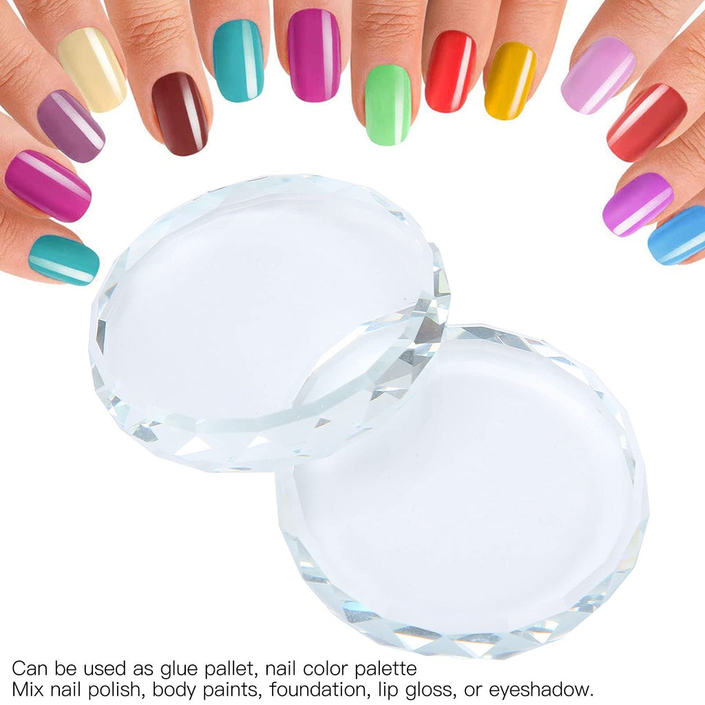 Yinhing Nail Palette Board, Nail Art Palette,2PCS/Set Nail Art Palettes Color Mixing Toning Glass False Eyelash Glue Hold Makeup Pallet for Acrylic Manicure