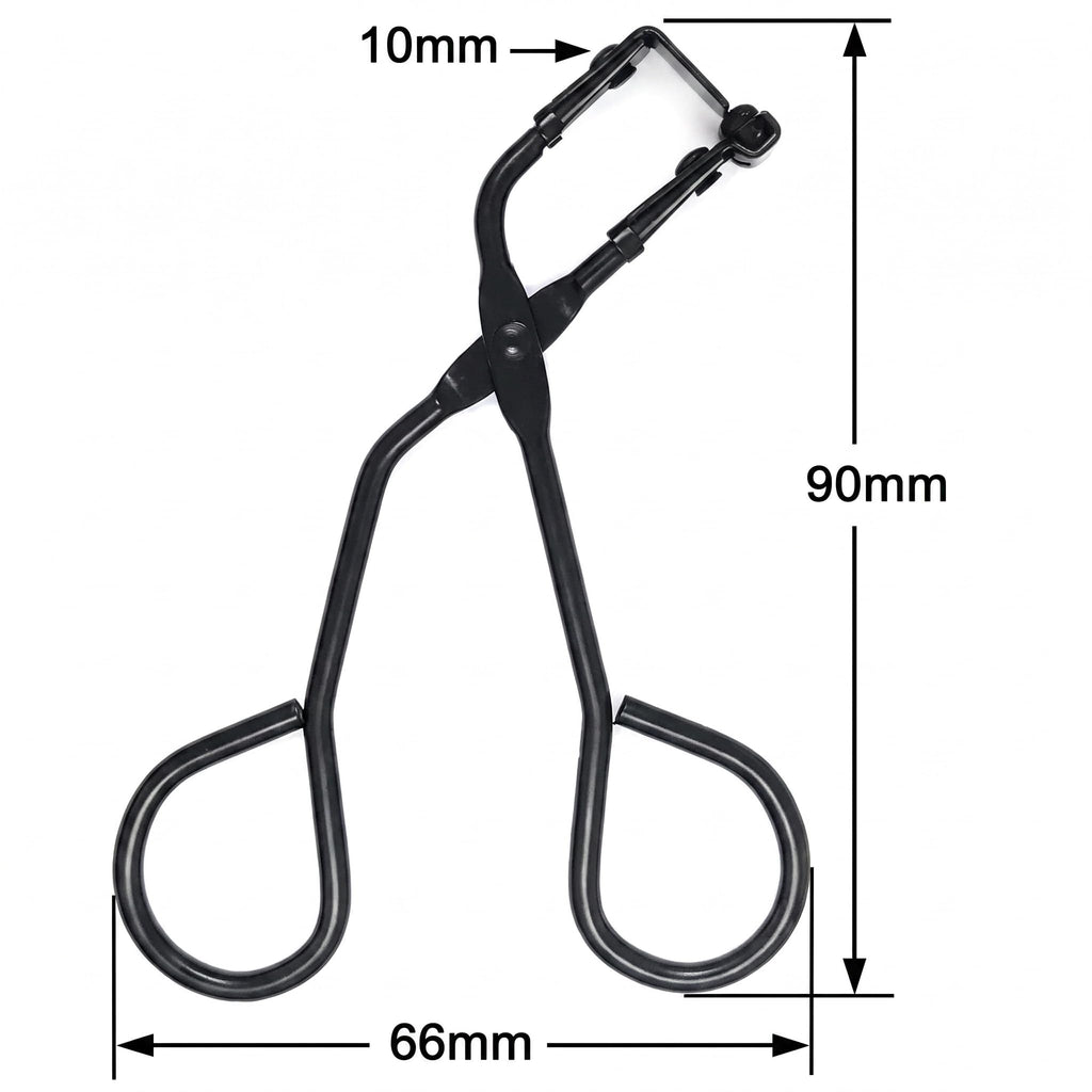 2 Pcs Eyelash Curler with Refill Pads - Mini Lash Curler for All Eyelash Shapes - Professional 2-in-1 Beauty Kit with Precision Tweezers - Stainless Steel Design for Perfect Control (Black+Silver)
