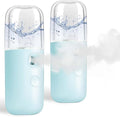 GIVERARE 2 Pack Nano Facial Steamer, Handy Mini Mister, USB Rechargeable Mist Sprayer, 30ml Visual Water Tank Moisturizing&Hydrating for Face, Skin Care, Eyelash Extensions-Blue