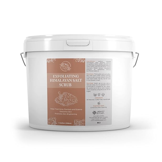 The Midwest Sea Salt Company - Exfoliating Himalayan Salt Scrub - 128oz - Rosemary - Exfoliating Body Scrub