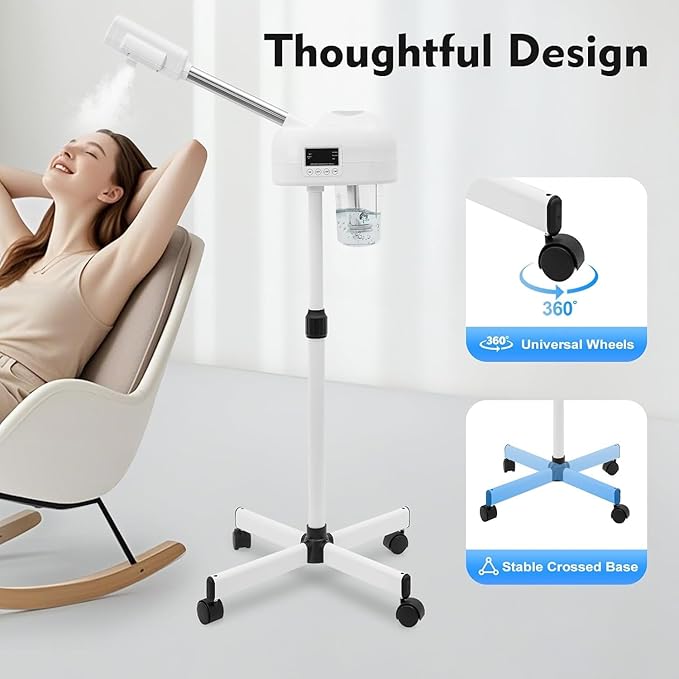 Professional Facial Steamer, Hot Mist Spray & Ozone, Face Steamer with Timer Function, Vaporizador Facial Steamer Machine for Estheticians, Home & SPA Salon