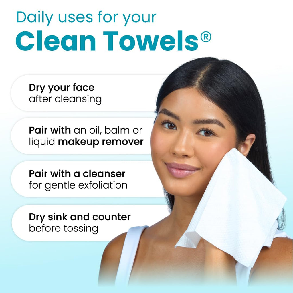 Clean Skin Club Blemish Control Clean Towels® XL, Travel Pack,Face Towels, Light Exfoliation for Oily Skin, Eczema Association Accepted Face Towel, TSA-Approved Travel Essential (10 Count(Pack of 1))