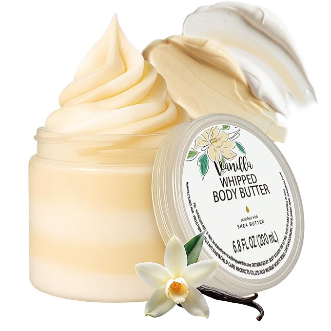 Embleaf Vanilla Whipped Body Butter, Shea Body Butter for Women Dry Skin, Natural Vanilla Lotion for Body Moisturizer-Deep Moisturizing and Softening-6.8 floz(200ml)