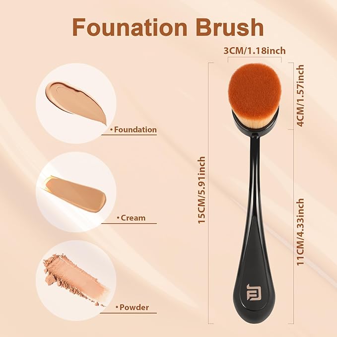 Foundation Brush for Liquid Makeup, Professional Makeup Brush for Seamless Liquid, Cream, and Powder Application Ultra-Soft, Dense, and Cruelty-Free Synthetic Bristles for Streak-Free Blending