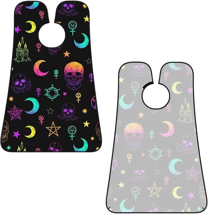Professional Beard Bib, Non-Stick Hair Catcher Apron Waterproof, Shaving Grooming Essential for Men Dad, Witch Frogs Goth Moon Skull Mushroom Shave Bib