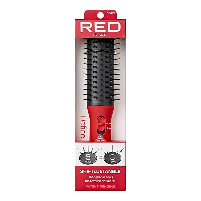RED by Kiss Detangling Hair Brush for Adults & Kids, Hair Straightening Detangler for Curly, Natural, Straight, Afro, Wet or Dry Hair, Glides Through Tangles with Ease (Shift&Detangle Hairbrush)