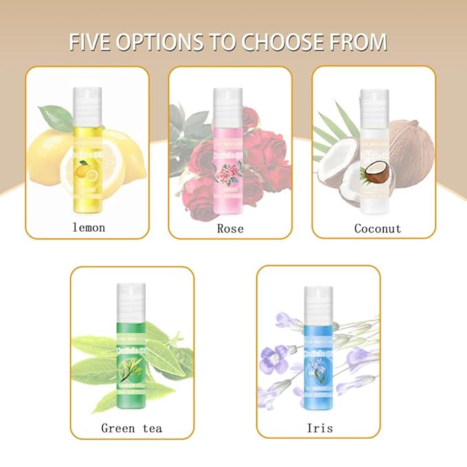 SULLMAR 5pcs Cuticle Oil Roller Nourishing Moisturizing Roll On Cuticle Oil for Convenient Portable Nail Rollerball for On the Go Hydration and Care