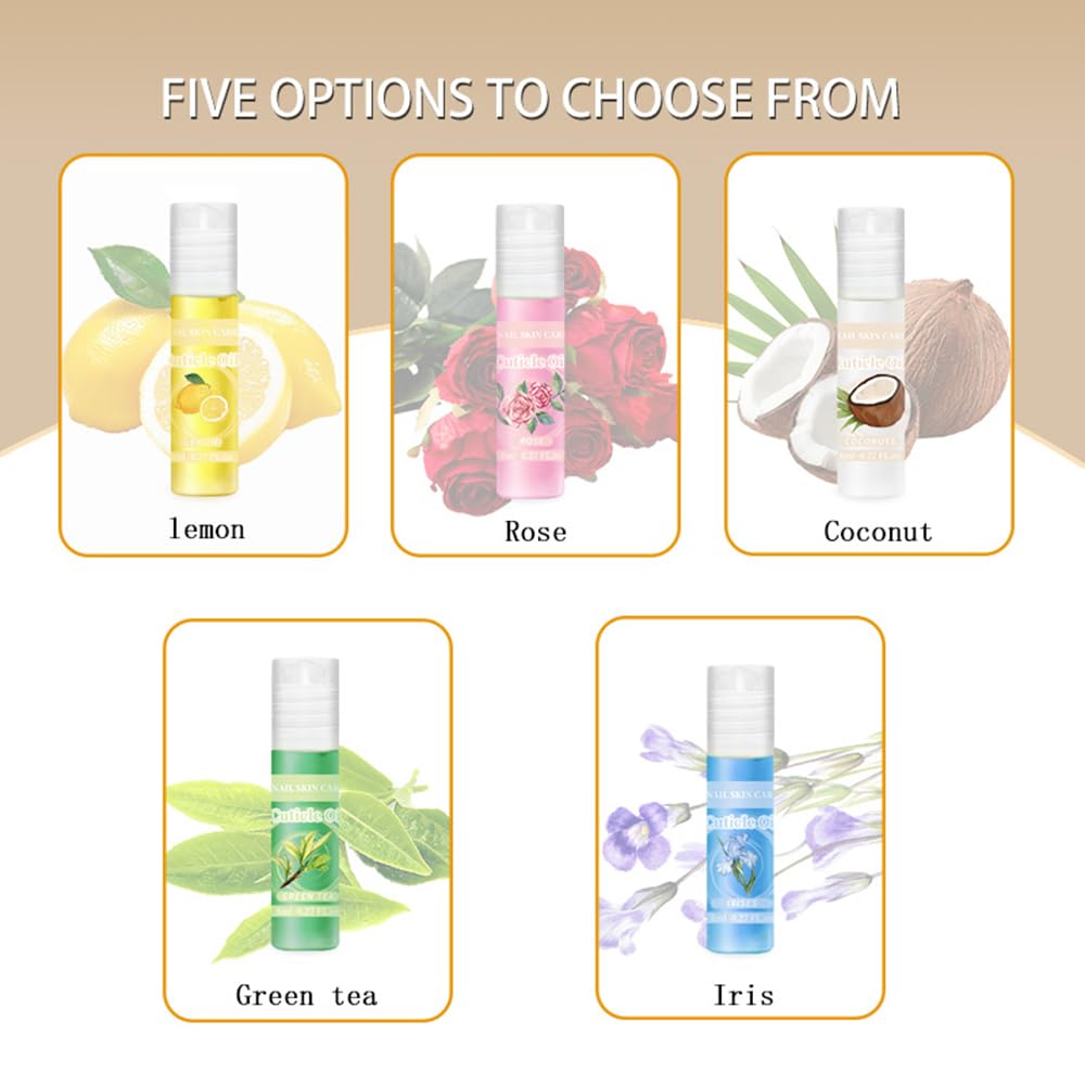 SULLMAR 5pcs Cuticle Oil Roller Nourishing Moisturizing Roll On Cuticle Oil for Convenient Portable Nail Rollerball for On the Go Hydration and Care
