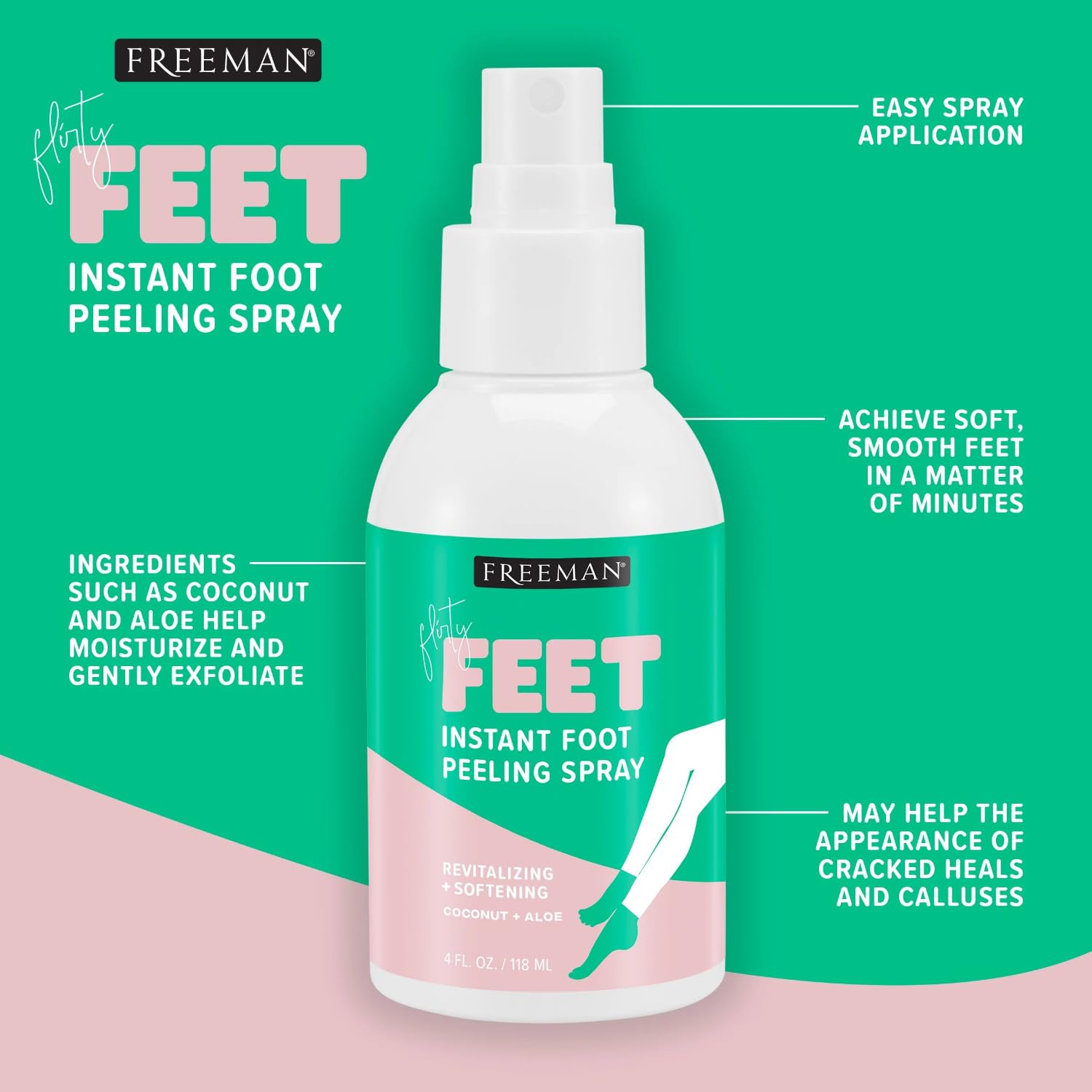 Freeman Flirty Feet Instant Foot Peeling Spray, Foot Mask, 4 fl oz