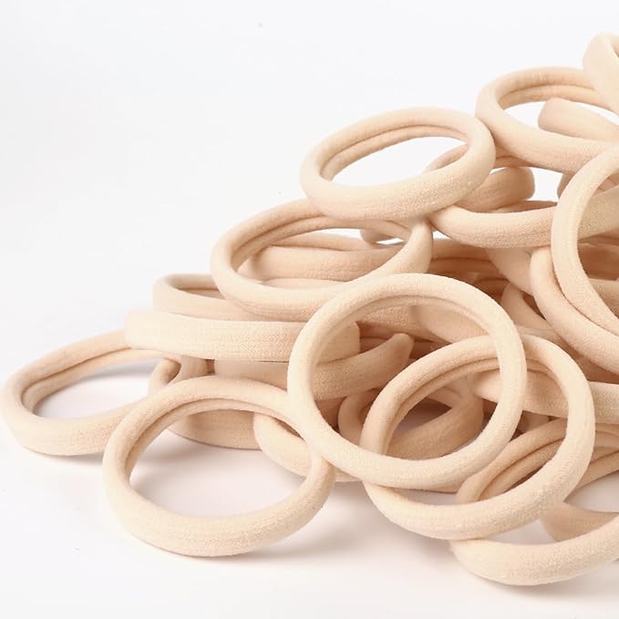 Qarwayoc 50PCS Large Blonde Hair Ties, Seamless Hair Bands, Soft Elastic Hair Ponytail Holders, No Damage, 2 Inch in Diameter