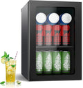 DOGHLY Beverage Refrigerator Cooler, 24 Can Mini Fridge Solid Door for Drinks Soda, Beer, or Wine - Small Refrigerator for Office Bedroom Home Bar, Adjustable Shelves, 0.9 Cu.Ft, Black