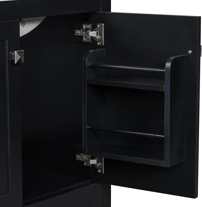 Bellemave 30" Bathroom Vanity with Sink Combo Set, Solid Wood Frame Bathroom Storage Cabinet with a Drawer, 2 Soft Closing Cabinet Doors with Organizer, Black