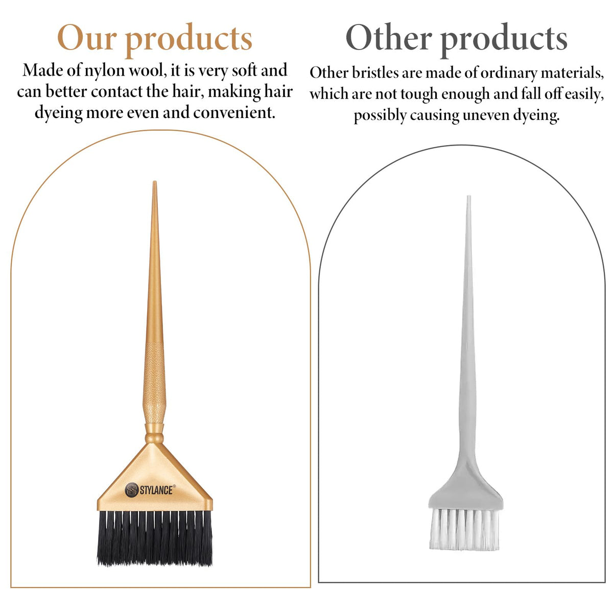 3Pcs Hair Color Brushes Applicators Hair Dye Brush Salon Tint Brushes Hairs Coloring Brush Stylist Hairs Coloring Tool for Salon Home, Silver, Rose Pink, Gold, Professional
