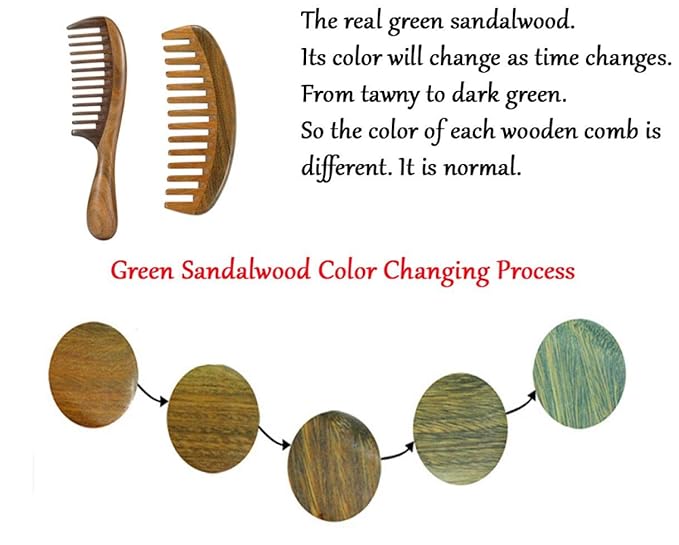 Louise Maelys 2 Pack Sandalwood Wooden Wide Tooth Combs For Curly Hair