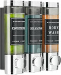 Shower Shampoo Dispenser 3 Chamber No Drill Wall-Mounted,Shampoo and Conditioner Dispenser Shampoo for Shower Wall Mounted Body Wash for Bathroom,Chrome