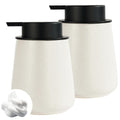 Eyrozia 12Oz Hand Soap Dispenser - 2 Pack Ceramic Foam Soap Dispenser Set, Foaming Dispenser with Easy-to-Press Pump, Reusable & Refillable Dish Soap Dispenser for Bathroom & Kitchen, Speckled Beige