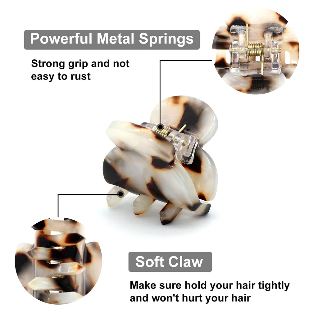 Cobahom Tortoise Shell and Leopard Acrylic Hair Clips for Women and Girls - 12 Pcs Mini Claws and Barrettes for Thin or Thick Hair